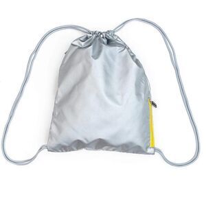 New Mumi Silver Drawstring Backpack with Yellow Zipper